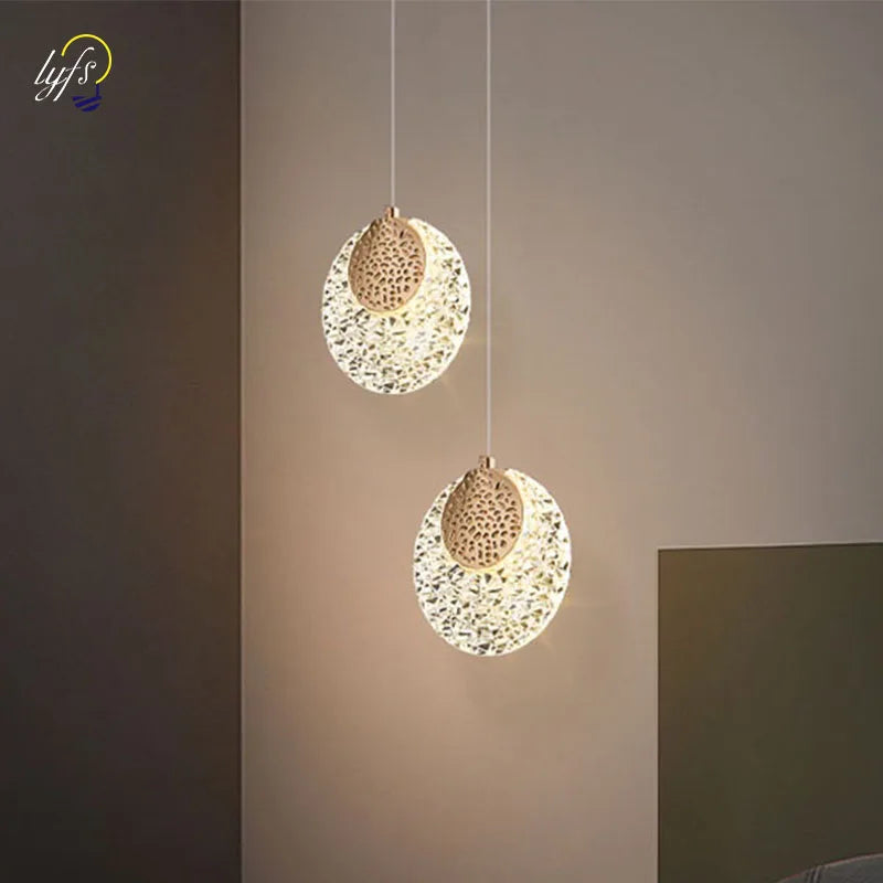 Nordic Crystal LED Pendant Lights Indoor Lighting For Home Living Room Decoration Dining Tables Bedroom Bedside Hanging Lamp