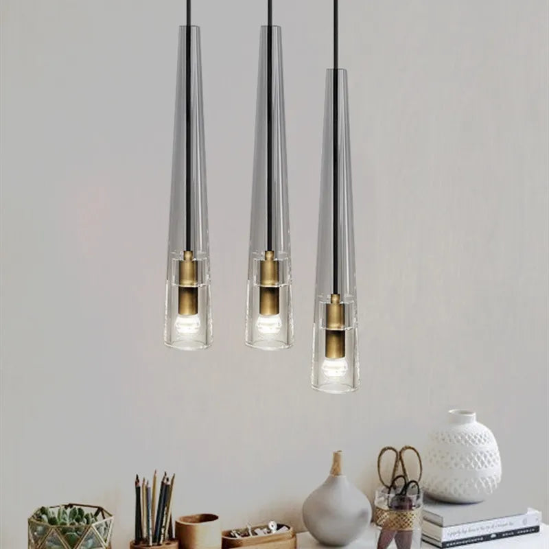 Modern Led Pendant Lights Hanging Suspension Indoor Minimalist Long Line Glass Bedroom Decor Bar Lighting Fixtures Nordic Lamp