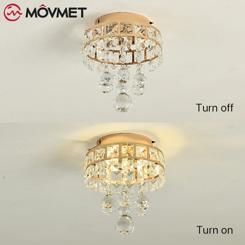 Postmodern Crystal LED Ceiling Lamp With Iron Glass Aisles Balcony Indoor Living Bedroom Aluminum Hanging Chandelier G4