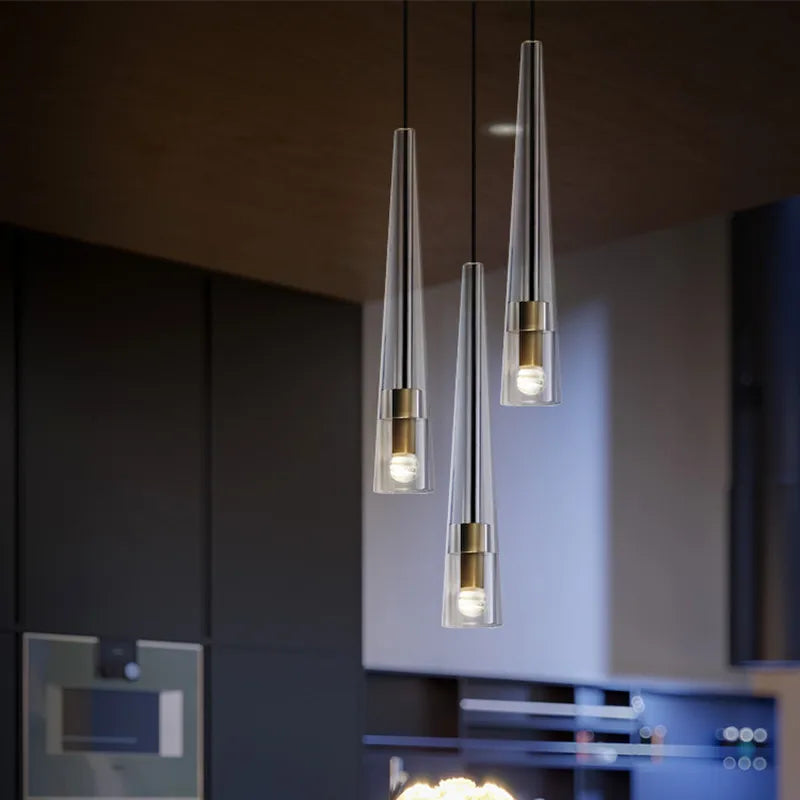 Modern Led Pendant Lights Hanging Suspension Indoor Minimalist Long Line Glass Bedroom Decor Bar Lighting Fixtures Nordic Lamp