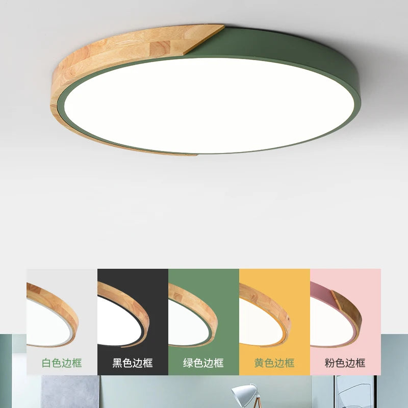 Modern LED Ceiling Light Thin 5cm Lamp Wooden Lighting  Living Room Home Decor Balcony Remote Control 30cm Macaron Ceiling Lamp