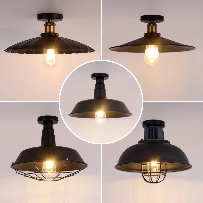 American Country Retro Industrial Ceiling Lamp Cafe Bar Living Room Bedroom Home Lighting Hallway Wrought iron Light Ceiling