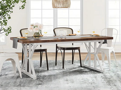 Brussel Wood Dining Table | Farmhouse Rectangular Industrial 70.8" Kitchen Table for 6 People
