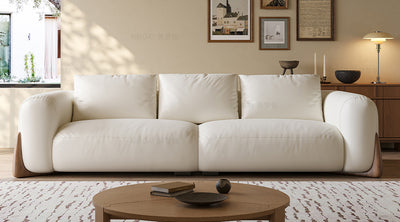 Mariah Sofa | Italian Style Straight Calf Leather Sofa Beige Cream White