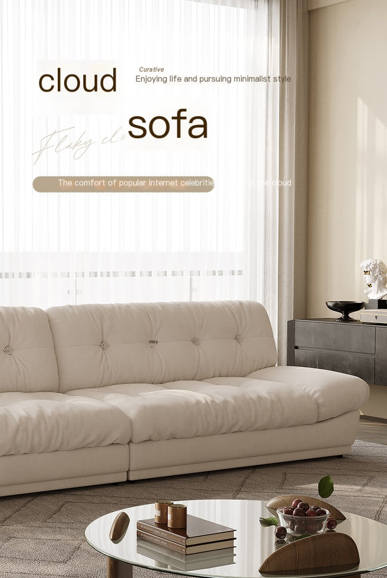 Sofá Cardiff | Sofá de lujo moderno de la sala de estar beige de tela de terciopelo