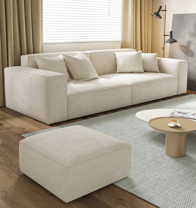 Annette Sofa | Beige Cloth / Velvet Modern Living Room Modular Sofa Ottoman
