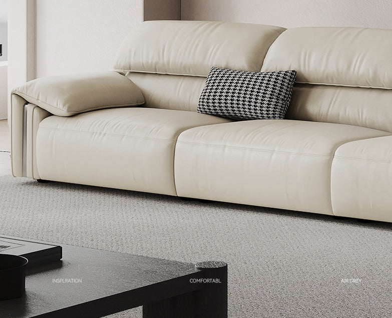 Viella Sofa | Cream Beige Leather Straight Modern Italian Sofa