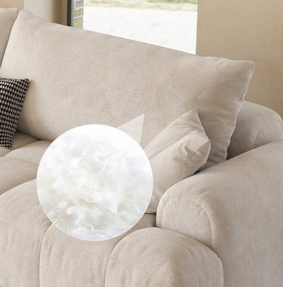 Mocca Sofa | Plush Cloud Cream Beige Velvet Straight Sofa