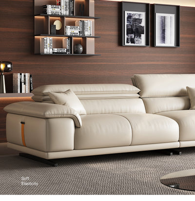 Laront Sofa | Italian Style Calf Leather Beige Living Room Sofa