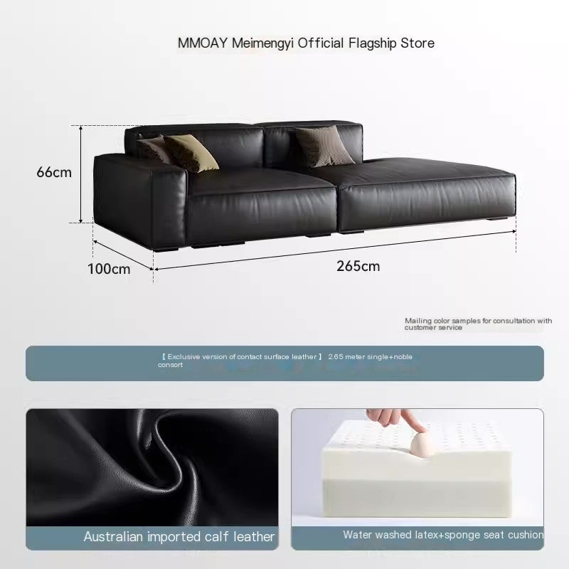 TERESA SOFA | Black Calf Leather Modular Sectional Living Room Sofa