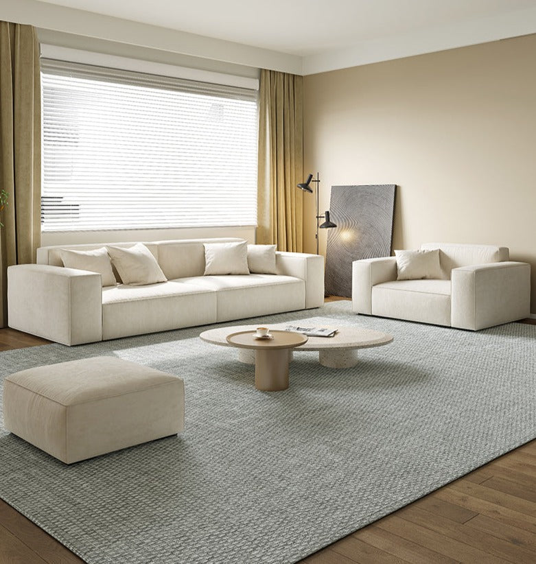Annette Sofa | Beige Cloth / Velvet Modern Living Room Modular Sofa Ottoman