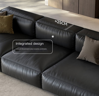 تيريزا صوفا | أريكة غرفة المعيشة من جلد العجل باللون الأسود