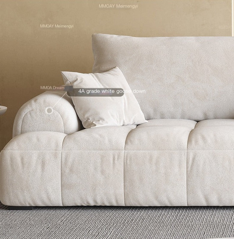 Mocca Sofa | Plush Cloud Cream Beige Velvet Straight Sofa
