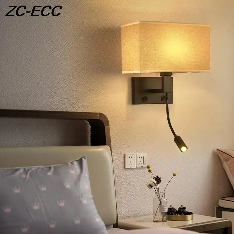 Nordic Led Bed Wall Light For Living Room Bedroom Bedside Sconces Lamp with USB interface Power Switch Indoor Decor Wall Lights