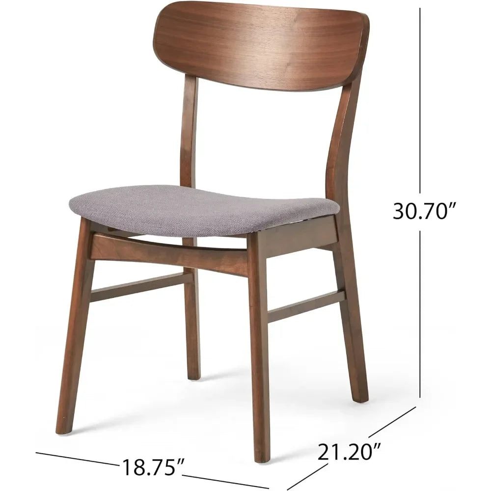 Juego de mesa de comedor Marruecos de 5 piezas | Juego de comedor rectangular de 60" con muebles de nogal natural y sillas gris oscuro 