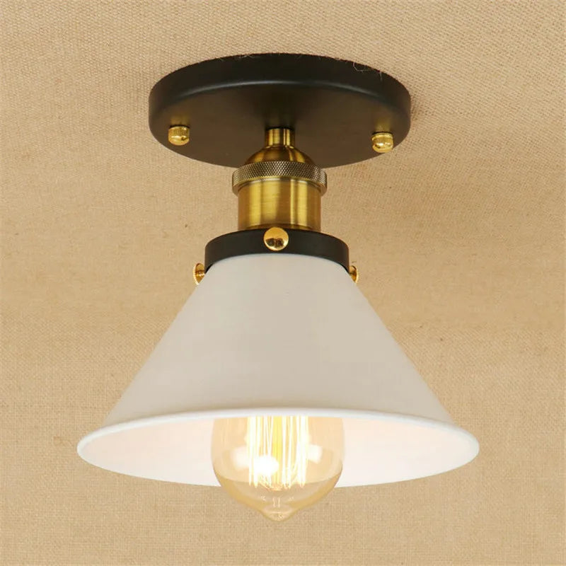 White Sahde LED ceiling Lights For Living Room Bedroom Edison Lighting Vintage Ceiling Lamp Industrial Plafond LED Luminaria