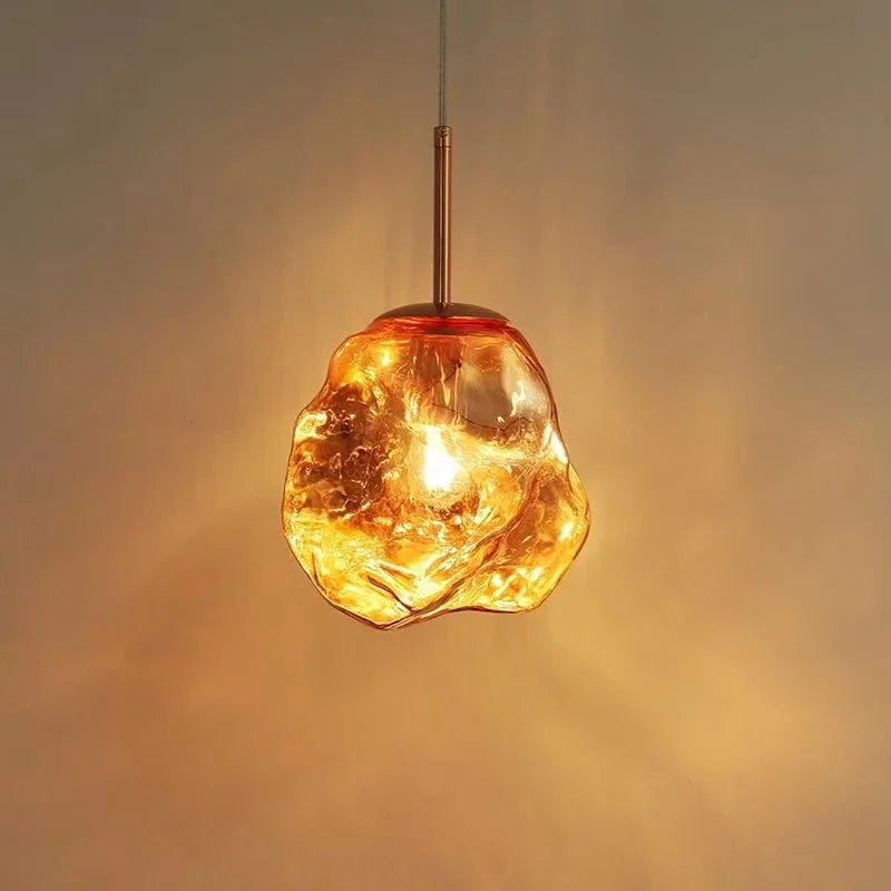 Nordic LED Glass Pendant Light Rose Gold 15/18/23cm Lamp Amber Living Room Decor Fixture Smoke Gray Bedroom Home Lighting Lustre