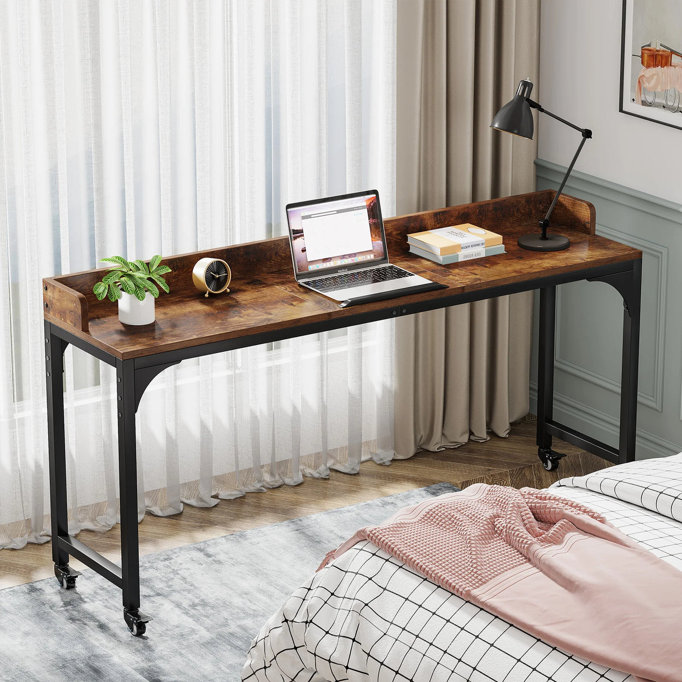 Middleton Bar Style Table | Overbed Table with Adjustable Tilt Stand Board Wooden Desk