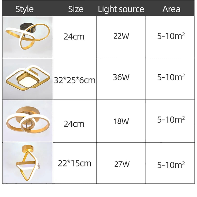 Modern LED Aisle Ceiling Lamps Home Decor Accessories Golden Surface Mounted For Entrance Aisle Corridor Light Balcony Lustres