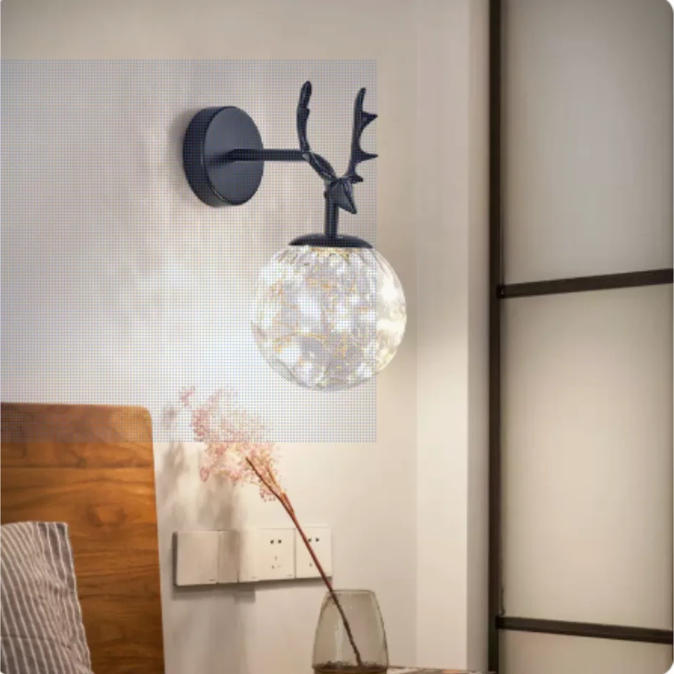 Nordic Star Personality Living Room Background Wall Modern Simple Corridor Study Light Luxury Bed Antler Led Wall Lamp