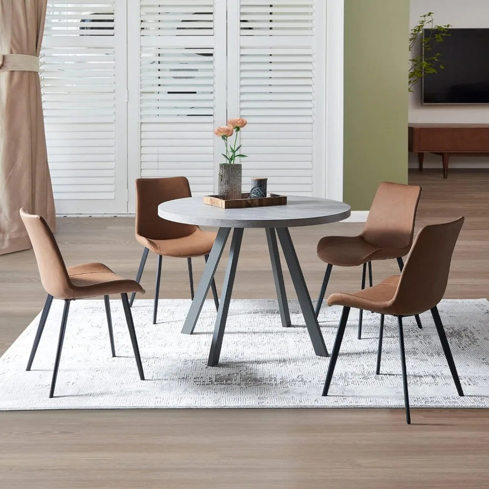 Italian Round Dining Table 5 Piece | Seats 6-10, Extendable Dining Table and Chairs, Italian Furniture, Oak Wood Dining Table