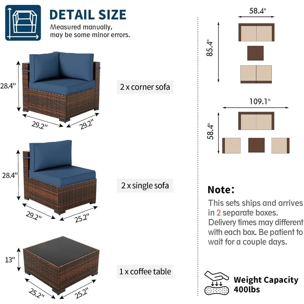 Veneri 4 Piece Sofa Set | Garden Couch Patio Sectional Furniture Set, Wicker Backyard, Poolside