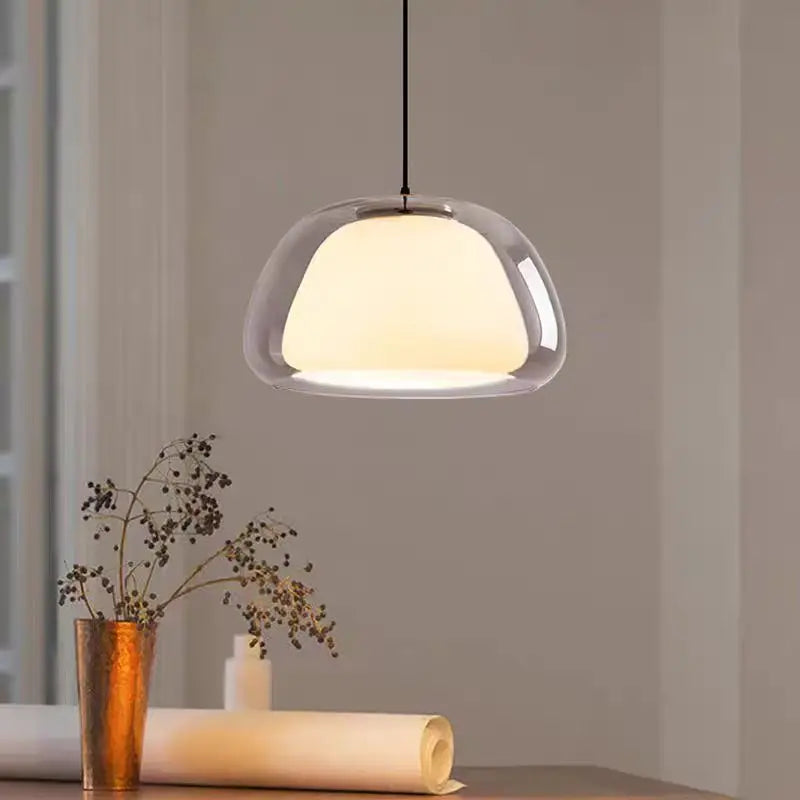 Nordic Glass Pendant Light LED Minimalist Cream Hanging Lamps For Restaurant Living Room Bedroom Study Home Decoration Fixtures