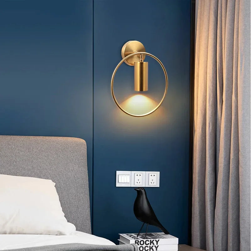 Modern Led Nordic Wall Lamp For Bedroom Decor Office Study Bedside Reading Lighting Fixtures Luxury Brass Plating Stairs Lights