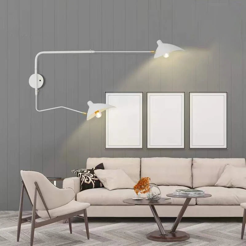 Nordic rotating long pole LED wall lamp creative lighting fixture for living room, bedroom, dual head lighting wall lamp