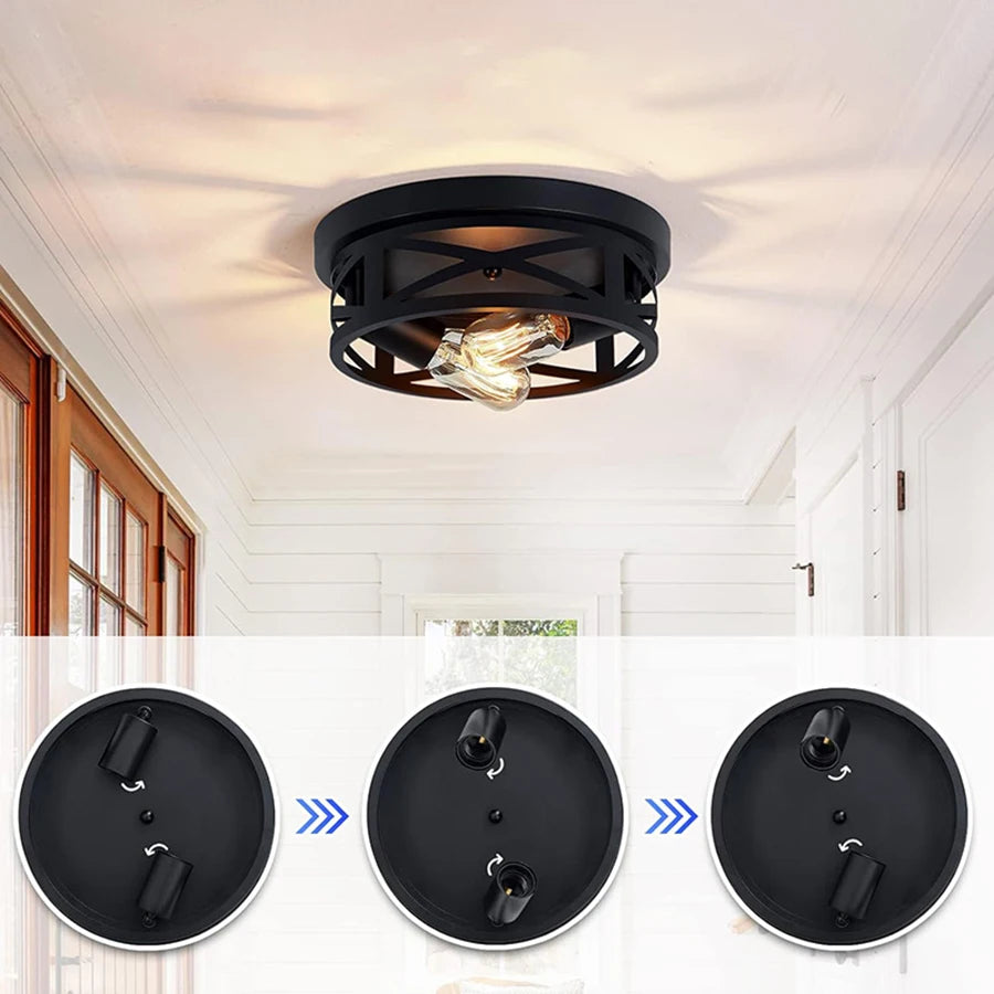 Flush Mount Ceiling Light Fixture Black Hallway Light Fixtures Ceiling,Light Fixtures Ceiling Mount for Farmhouse,Kitchen,Hall