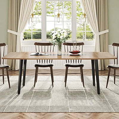 Oliver Modern Dining Table for 6 | Rectangular Kitchen Table Light Walnut Color
