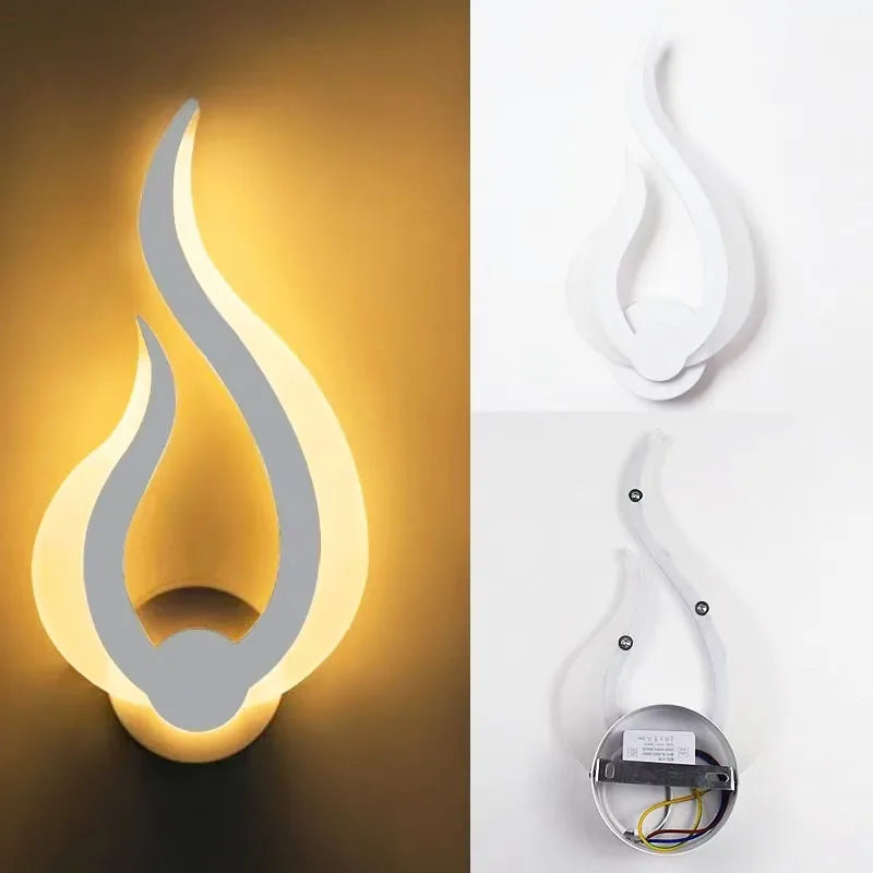 Modern minimalist flame shaped LED wall lamp bedroom living roomstaircase indoor background wall shopping mall hotel decoration