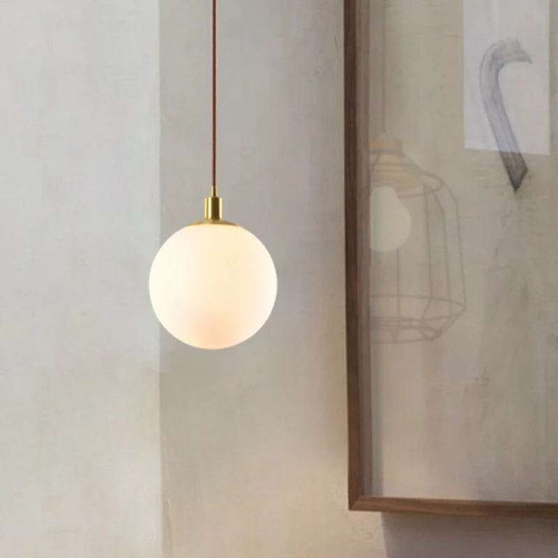 Nordic brass Pendant Light modern minimalist popular dining room light milky glass orb chandelier Indoor Home Decoration Fixture