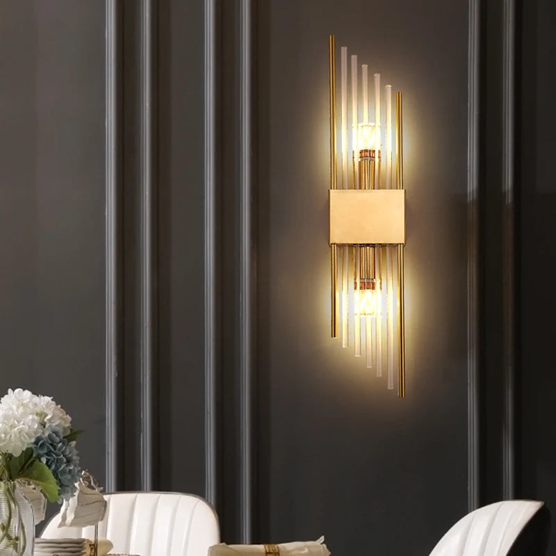 Modern Leds Stainless Steel Crystal Wall light sconces Gold/Black Living room Bedroom Bedside Corridor Home interior decoration