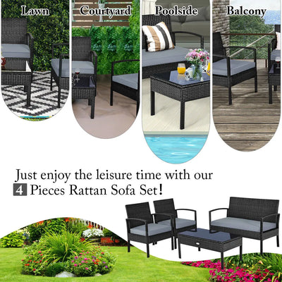 Tarno 8 Piece Outdoor Furniture Set | Rattan Cushioned Sofa Coffee Table Garden Set