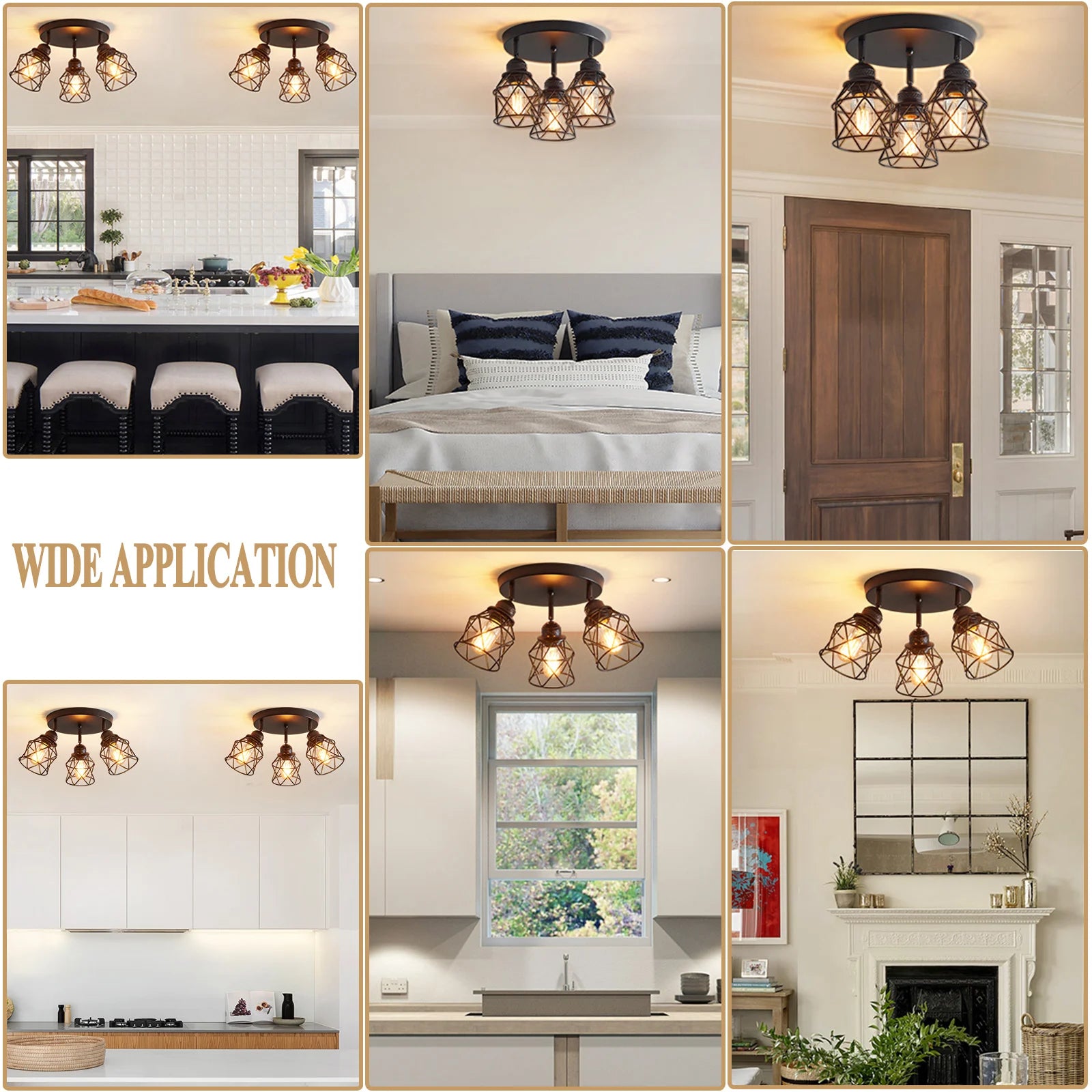 Semi Flush Mount LED Ceiling Light E26/E27 Industrial Chandelier Ceiling Lamp for Porch Hallway Kitchen Farmhouse Light Fixtures