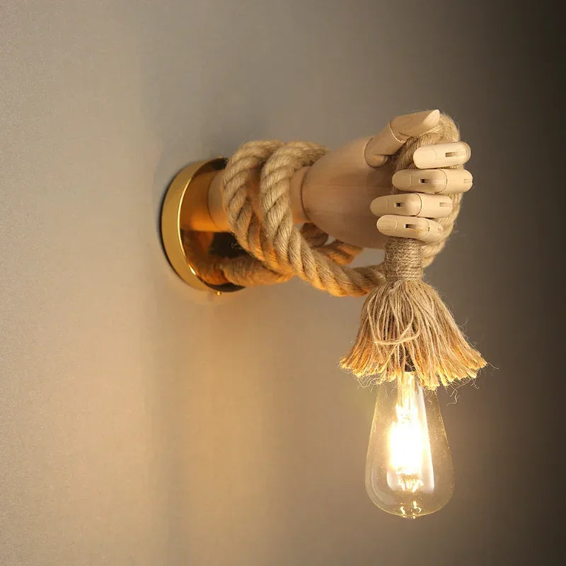 Nordic Hemp Rope Wall Lamp Led Indoor Wall Lights Corridor Wall Aisle Lamp Retro Industrial Style Hemp Rope Sconce Light Fixture