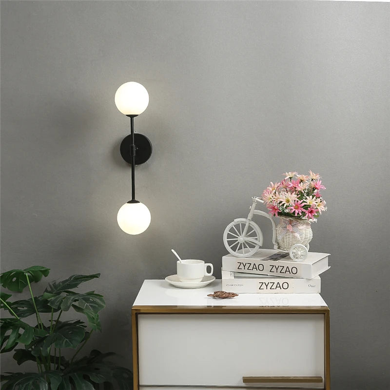 Post-modern Wall Lamps LED Golden Simple Glass Wall Light with G9 Bulb Nordic Creative Bedroom Living Room Aisle Bedside Lamp