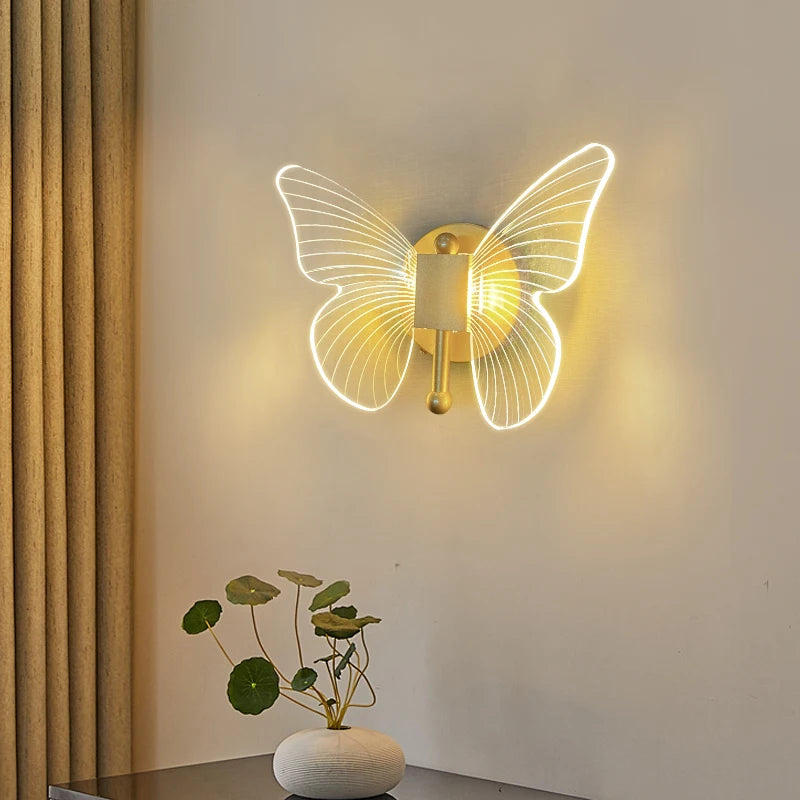 Butterfly LED wall lamp Colorful wall light golden modern sconces indoor lighting home lamp for bedroom living room