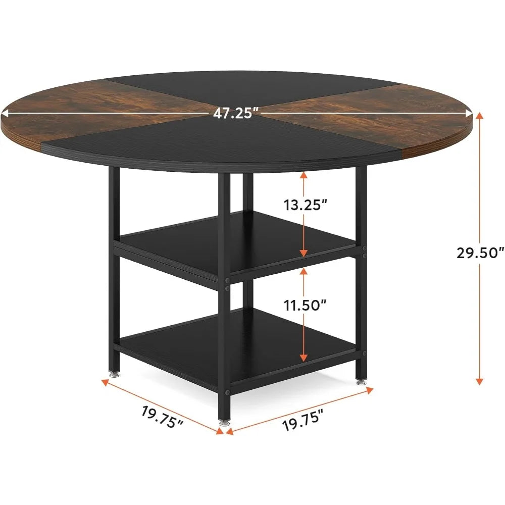 Casteller Dining Table 47 inch Round | Dining Table for 4, Wood Large Outdoor Indoor Kitchen