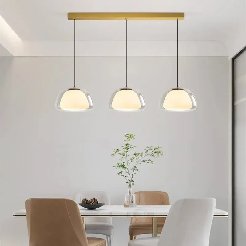 Nordic Glass Pendant Light LED Minimalist Cream Hanging Lamps For Restaurant Living Room Bedroom Study Home Decoration Fixtures