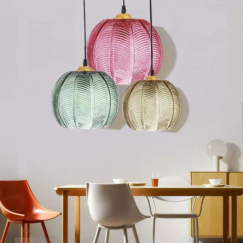 Modern Glass Pendant Light Green Leaf Pattern Lighting For Living Room Dining Room Hotel Study Bedroom Indoor Decorative Fixture