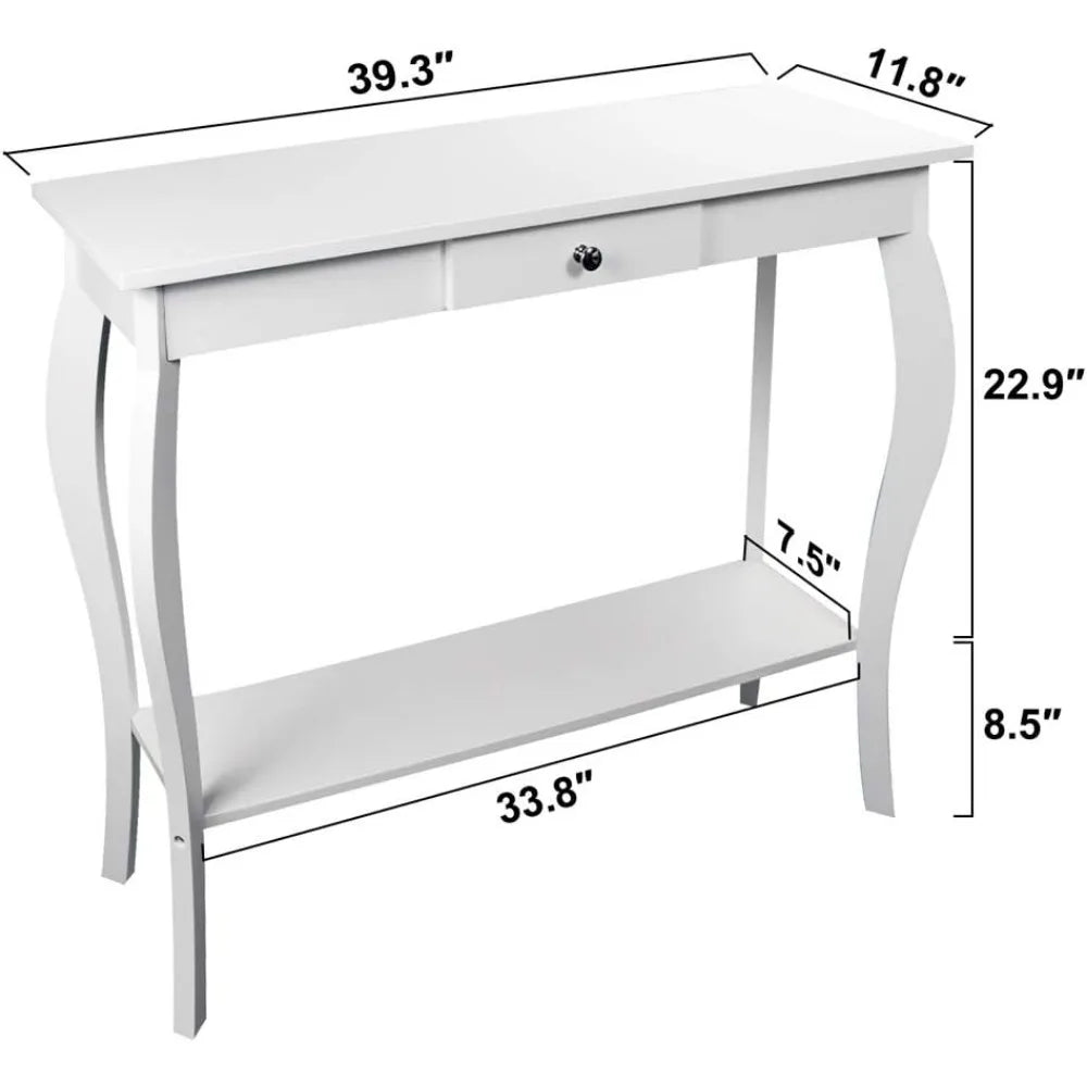 Hilton Narrow Console Table with Drawer | Chic Accent Sofa Table, Entryway Table, Grey