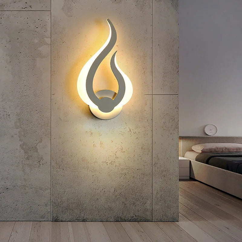 Modern minimalist flame shaped LED wall lamp bedroom living roomstaircase indoor background wall shopping mall hotel decoration