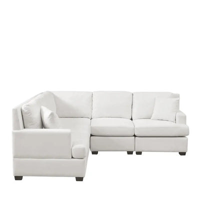 Barrete Sectional Modular L-Shaped  Sofa | 2 Tossing Cushions ,Solid Frame and Free Combination,Suitable for Living Room,White