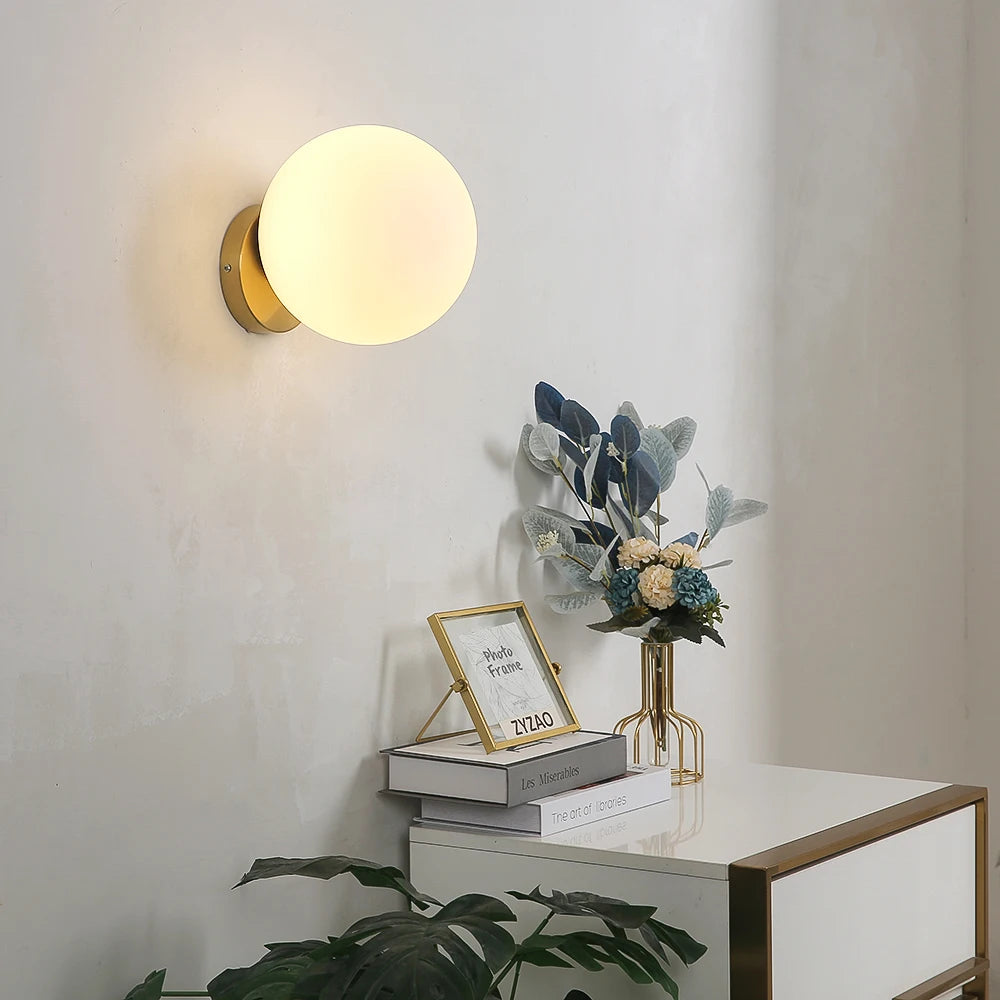 Modern Wall Light Glass Ball Luxury Gold Misaligned ball wall Lamp living Room Bedroom Bedside Staircase Nordic Indoor Decor