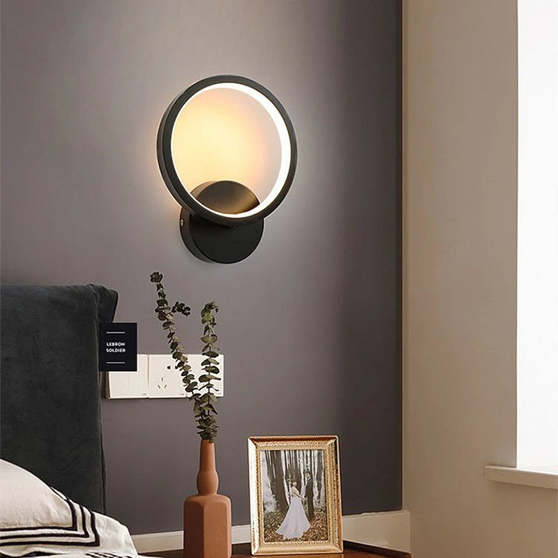 Modern metal circular LED energy-saving wall lamp simple restaurant aisle bedside Lights indoor decoration lighting fixtures