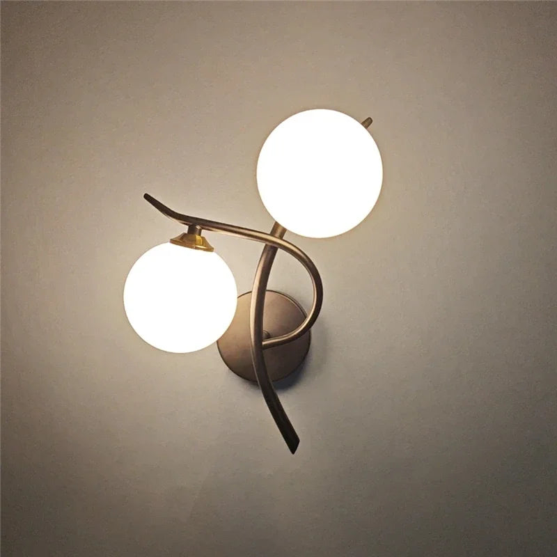 Nordic Modern Iron Wall Lamps LED Bedroom Bed Lamp Learning Corridor Room Indoor Wall Lights Glass Ball Decor Light Fixtures G9