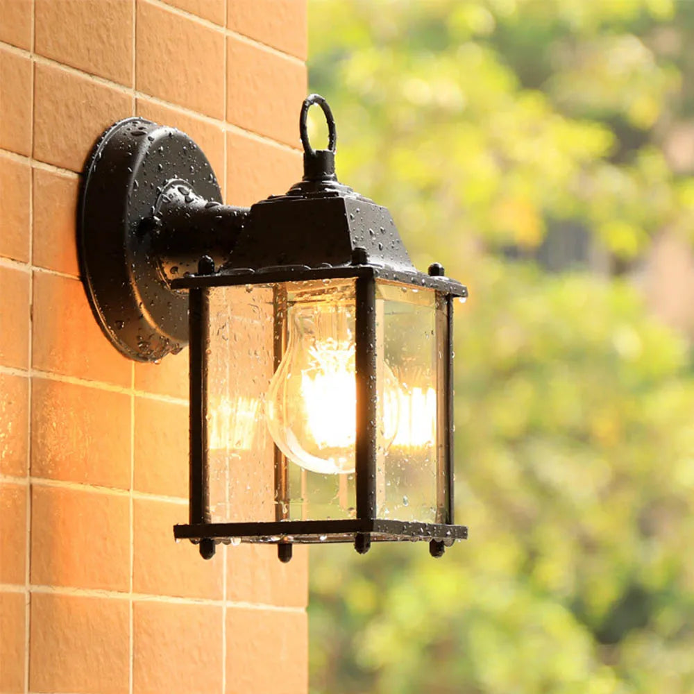 European Style Retro Outdoor Wall Light Sconce Lamp Waterproof Garden Decoration Outdoor Vintage Porch Lamp Black