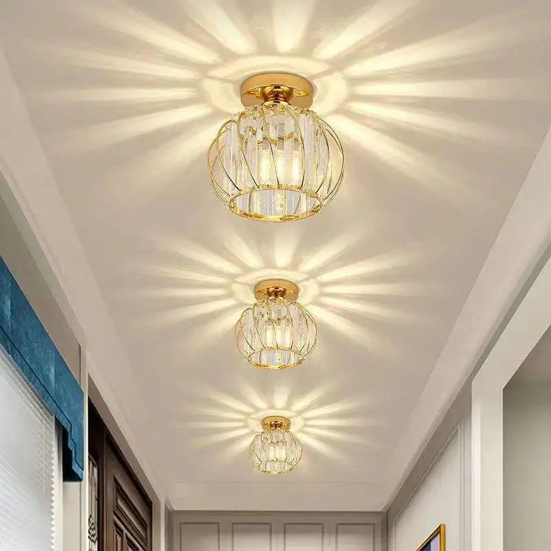 Luxury Hallway Corridor Lamp Lighting Fixtures Crystal Ceiling Lamp Flush Mount Modern Design Crystal Chandelier